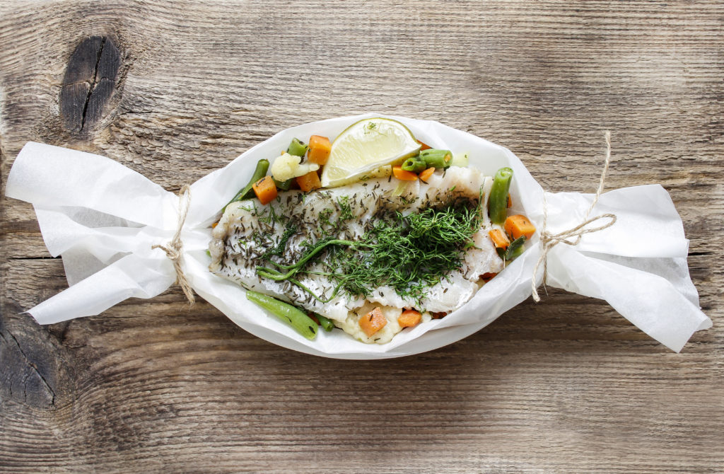 Halibut de Provencefish baked with herbs in parchment