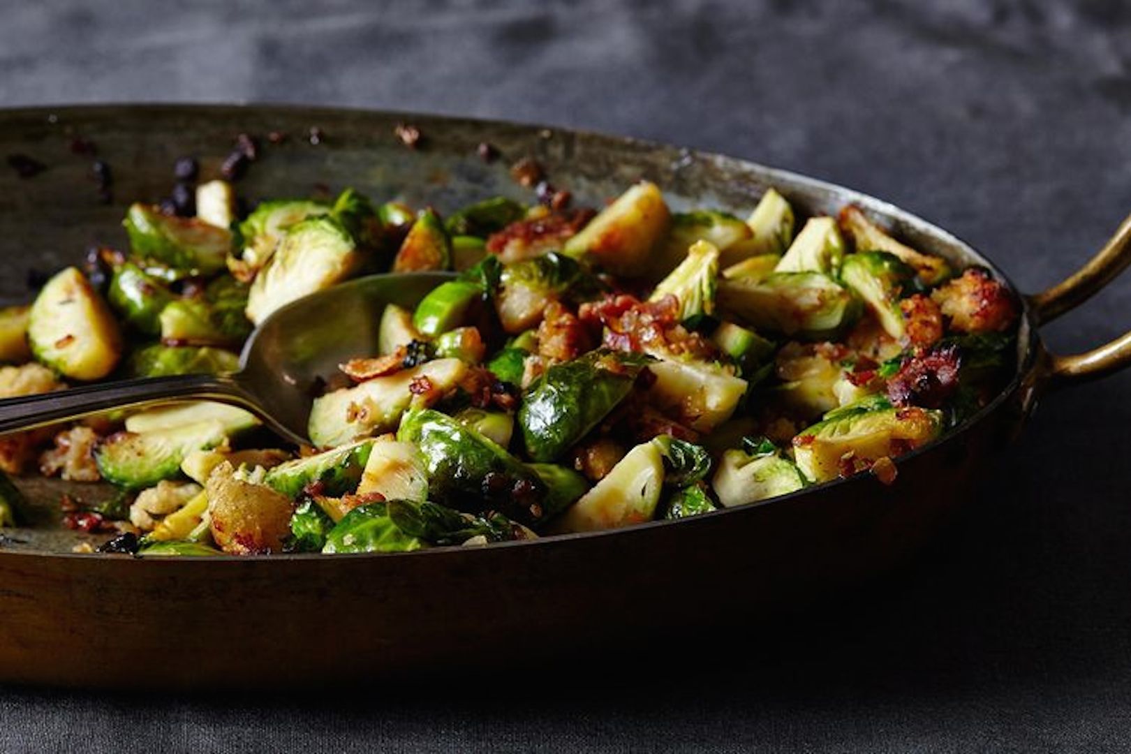 Brussel Sprouts with Pancetta and Garlic Croutons