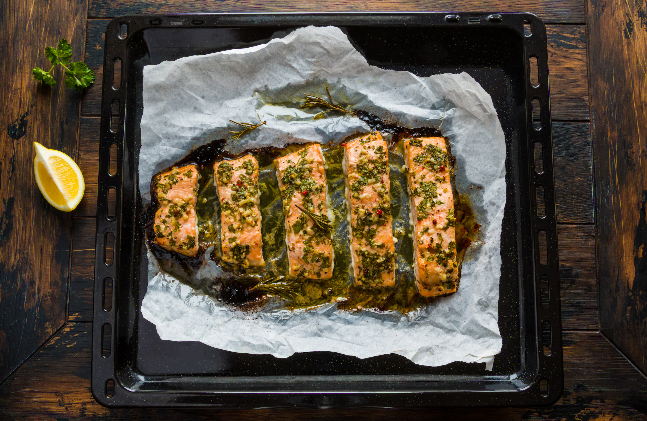 Sheet Pan Fajita Salmon With Cilantro Lime Butter