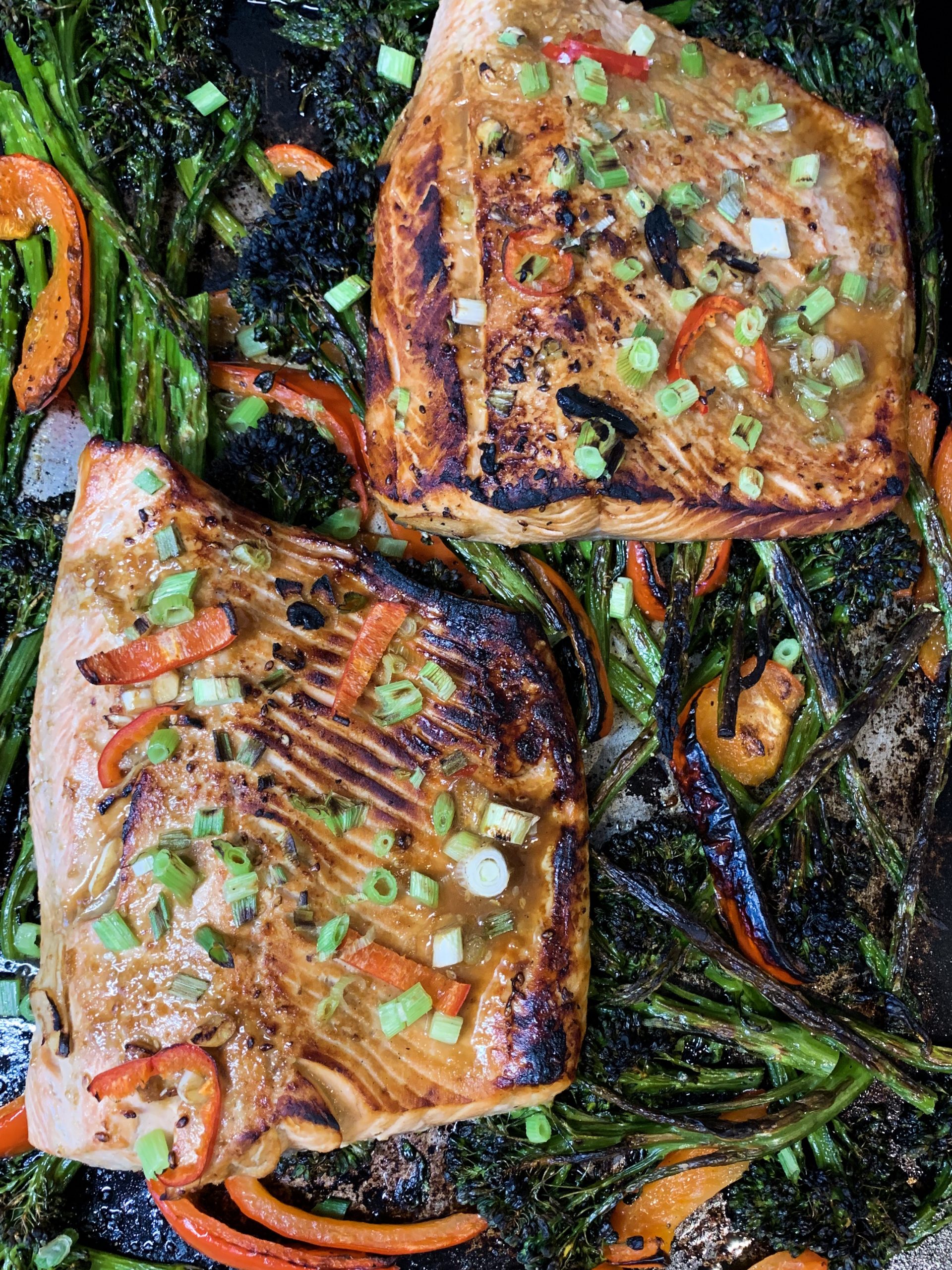 Sheet Pan Miso Spiced Salmon and Broccolini